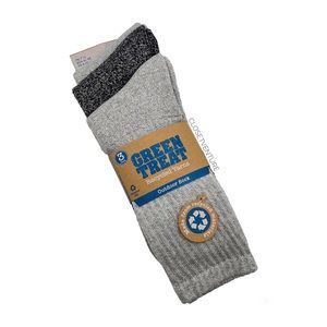 Green Treat Recycled Yarns Grey Heathered Grey 3 Pairs Outdoor Socks Men’s 8-12